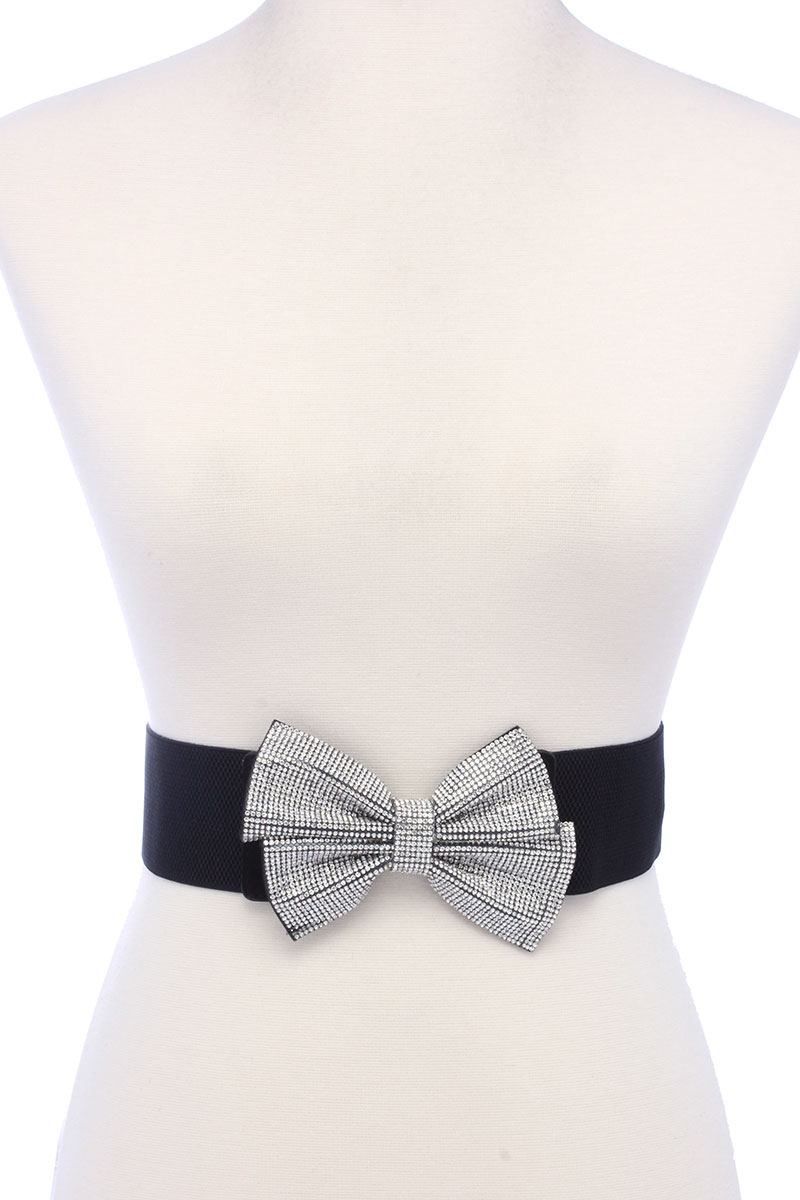 Rhinestone Bow Elastic Belt
