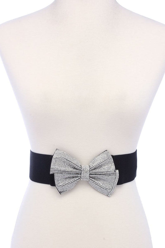 Rhinestone Bow Elastic Belt