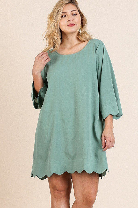 3/4 Sleeve Round Neck Dress