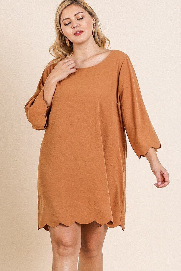 3/4 Sleeve Round Neck Dress