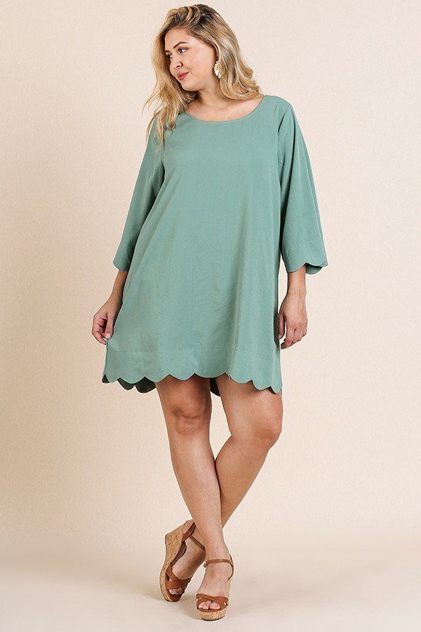 3/4 Sleeve Round Neck Dress