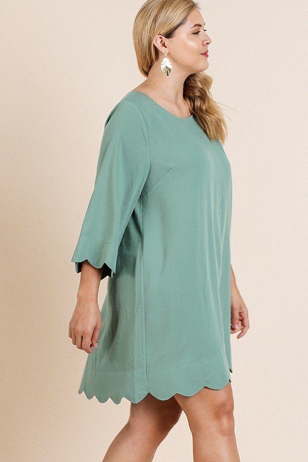 3/4 Sleeve Round Neck Dress