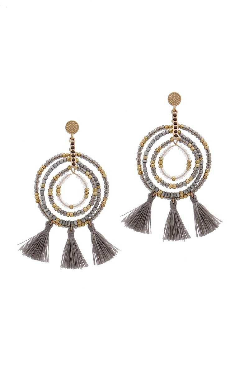 Tassel Beaded Circle Earring