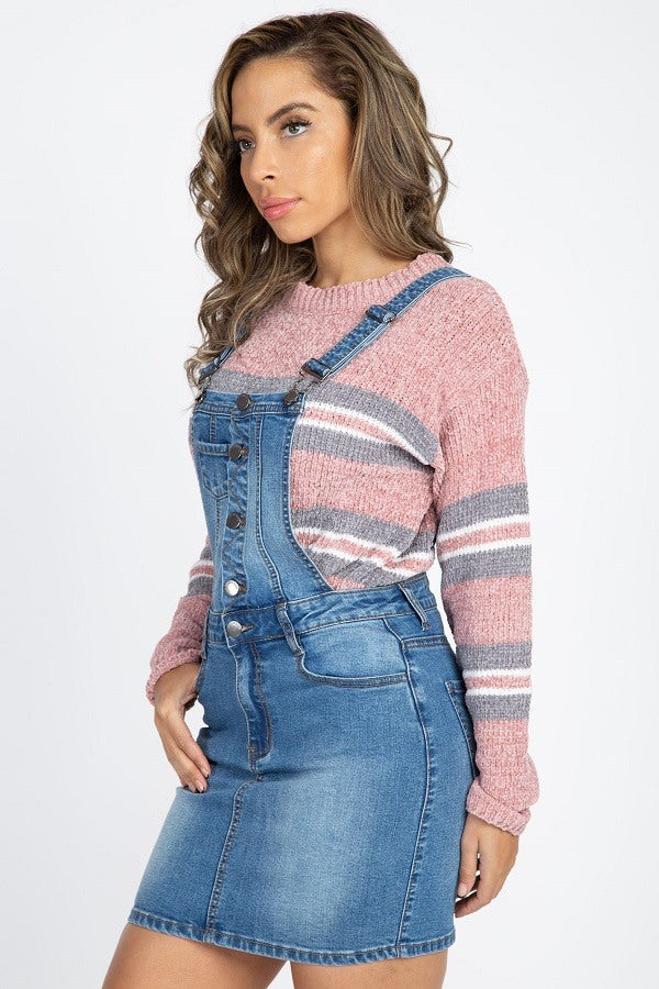 Button Front Overall Dress
