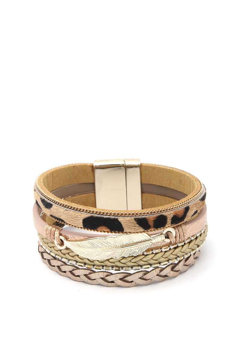 Animal Print Braided Magnetic Bracelet