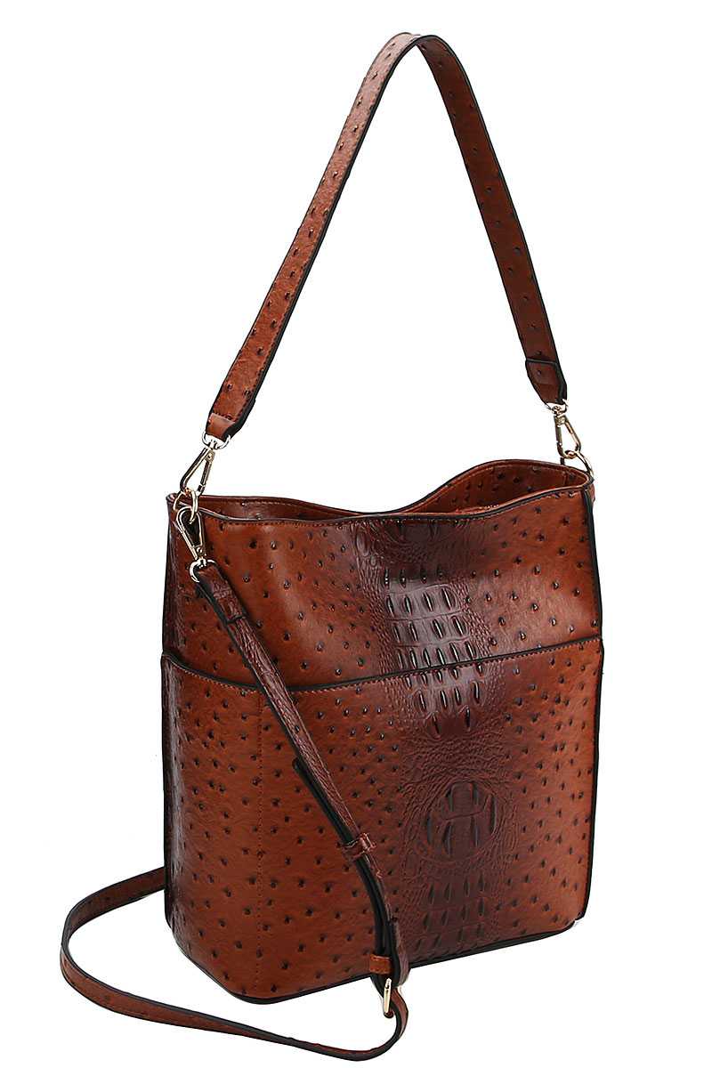 2in1 Modern Croco Pattern Hobo Bag With Matching Wallet