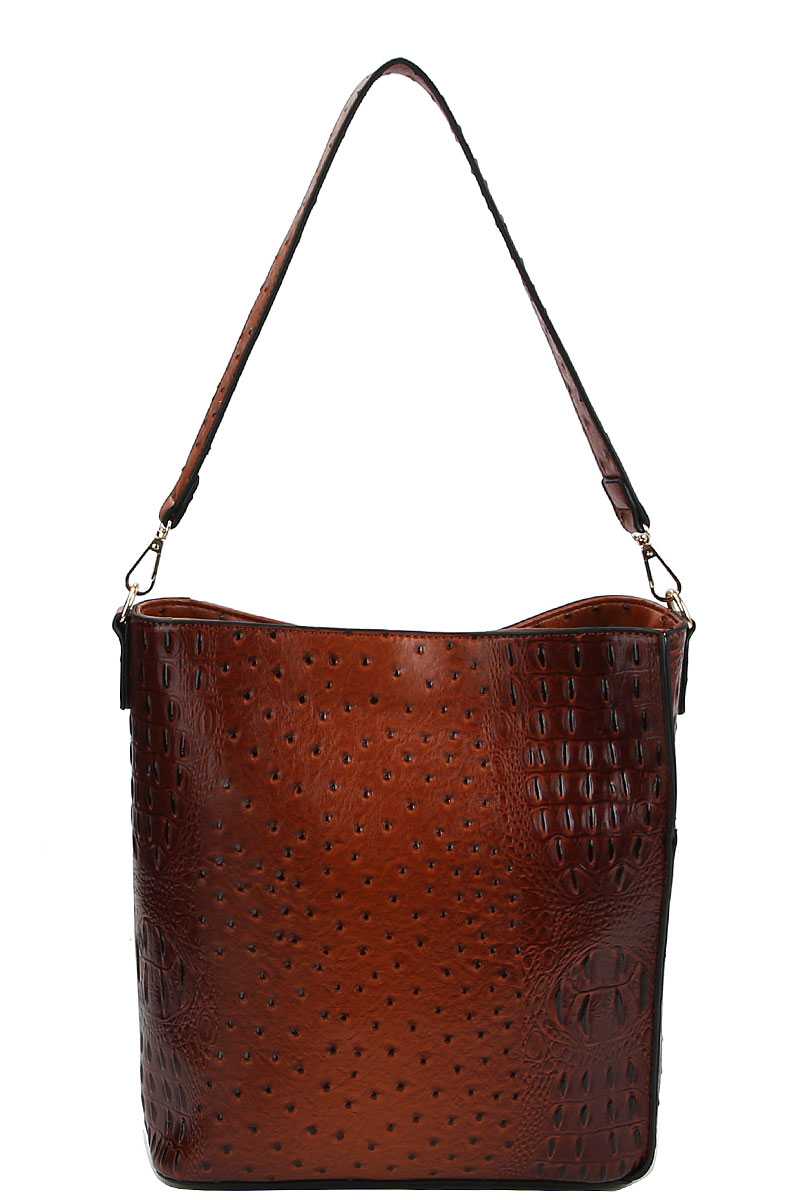 2in1 Modern Croco Pattern Hobo Bag With Matching Wallet