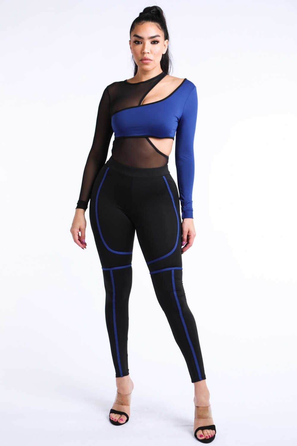 Single Arm Contrast Bodysuit Set
