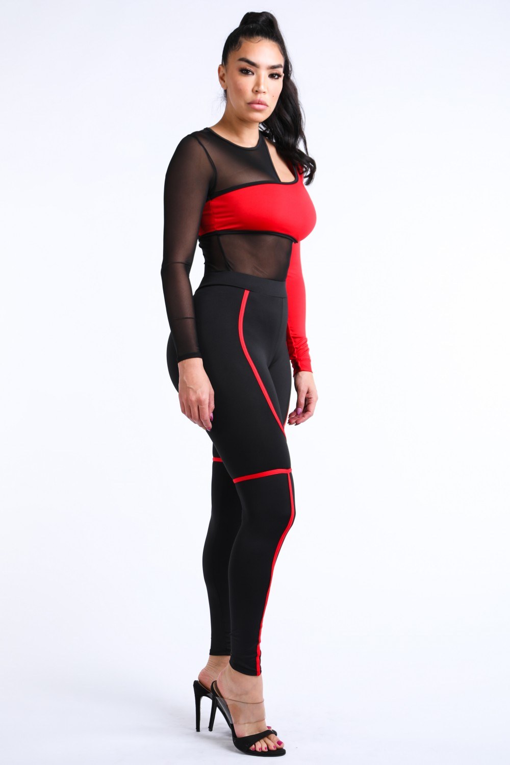 Single Arm Contrast Bodysuit Set