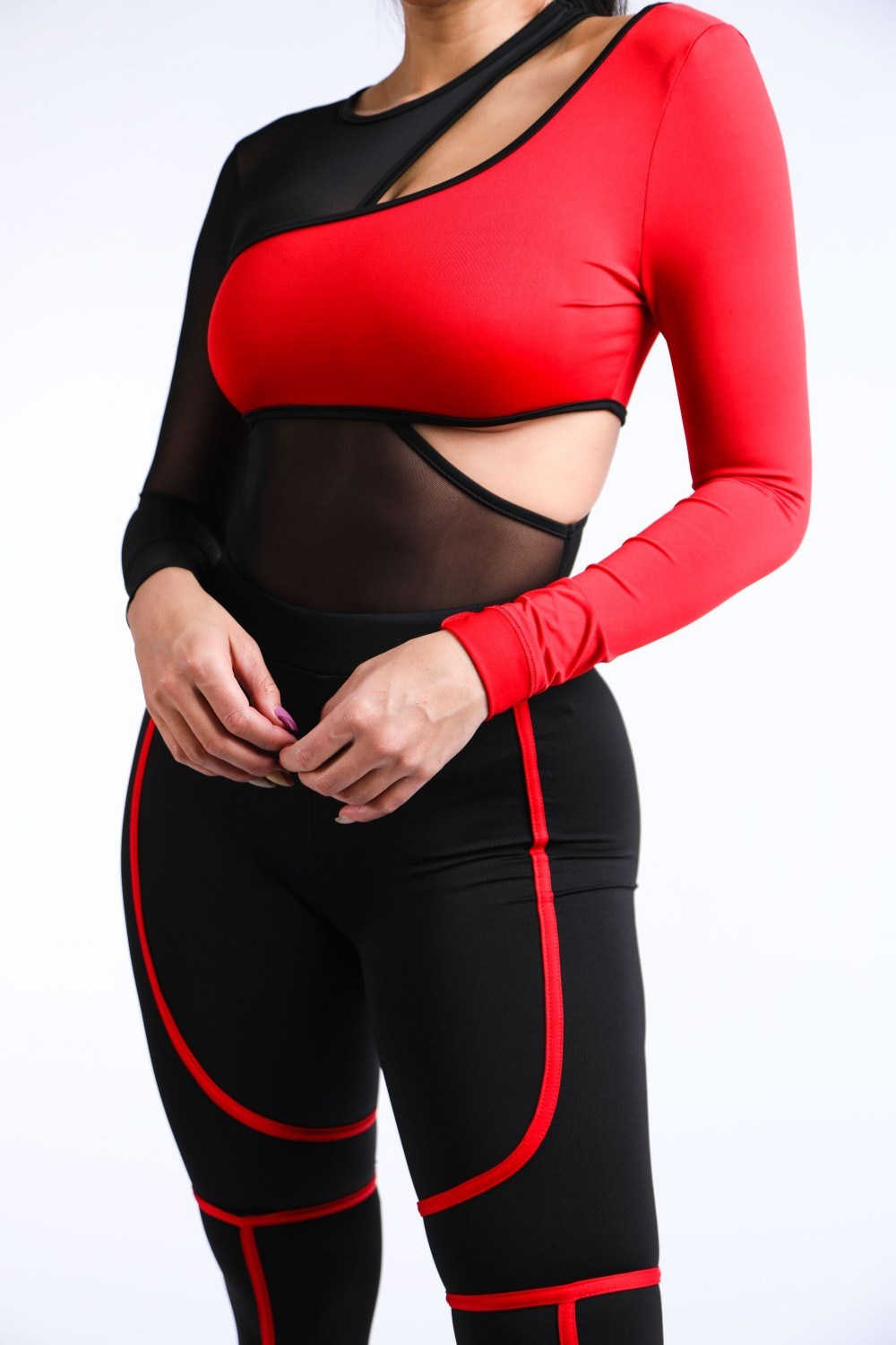 Single Arm Contrast Bodysuit Set