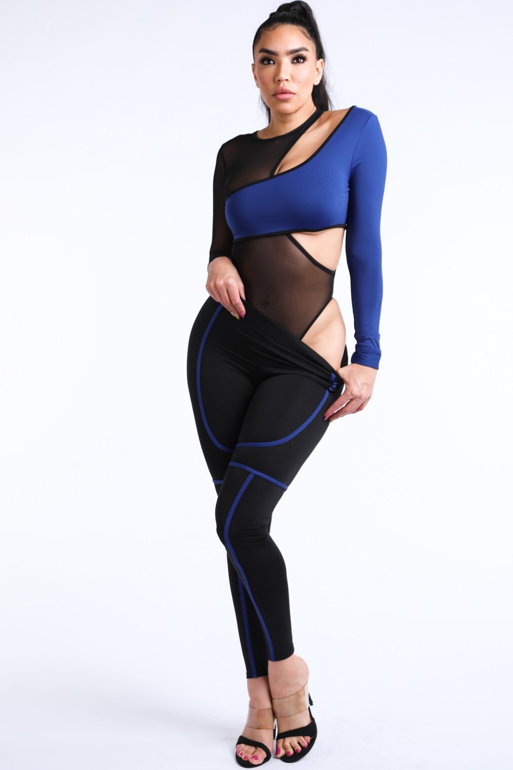 Single Arm Contrast Bodysuit Set