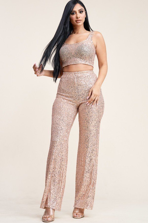 Sequence Tank Top And High Rise Wide Lag Pants Two Piece Set