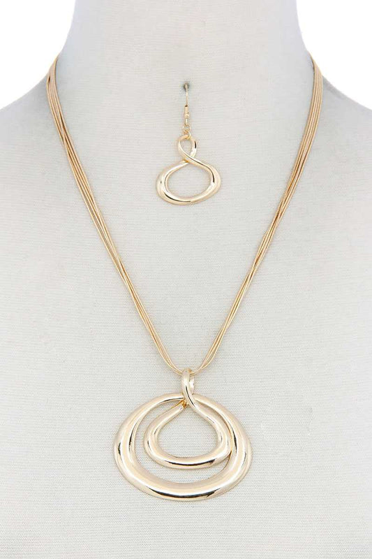 Double Oval Shape Pendant Necklace
