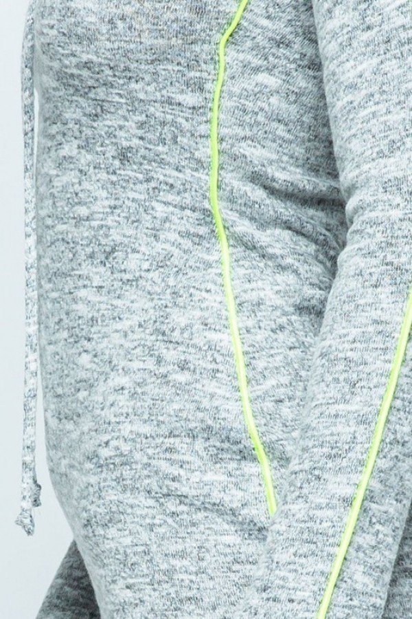 Brushed Hacci Side Piping Detail Hoodie And Tank Top Dress Set