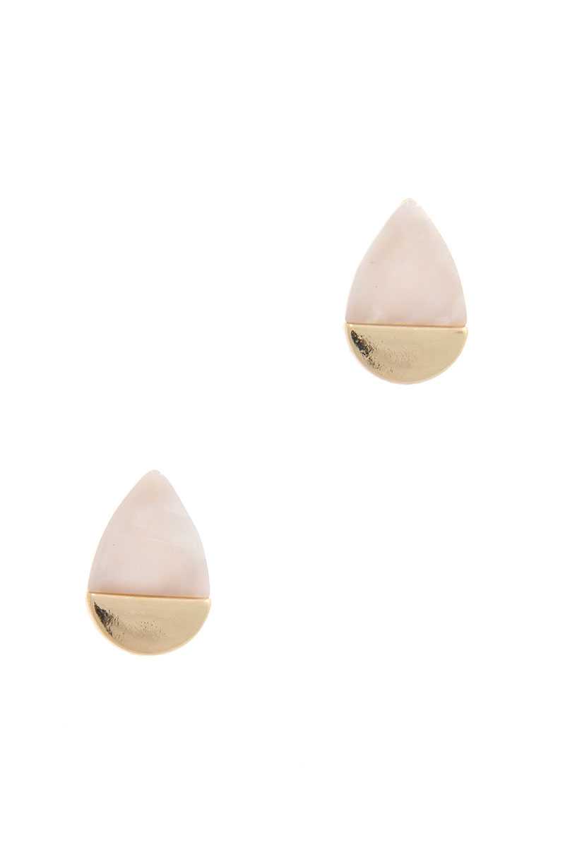 Half Acetate Half Metal Teardrop Shape Earring