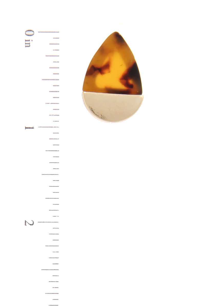 Half Acetate Half Metal Teardrop Shape Earring