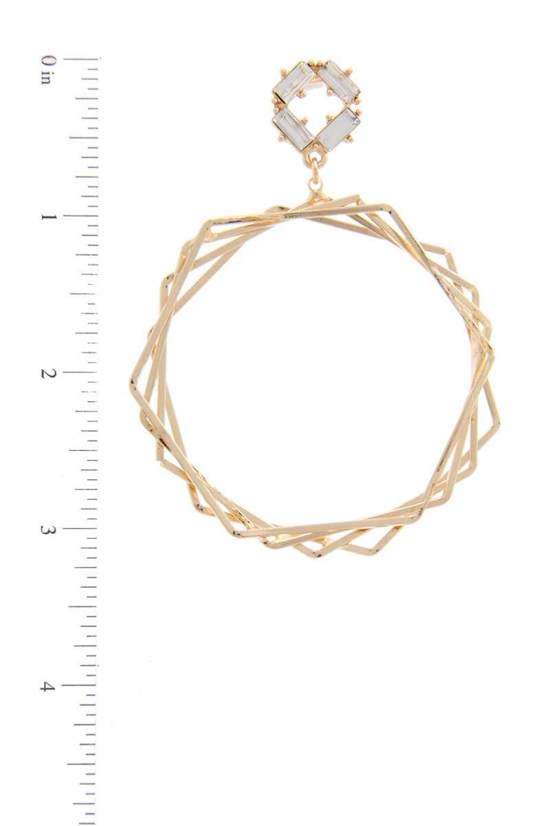 Hexagon Shape Post Drop Earring