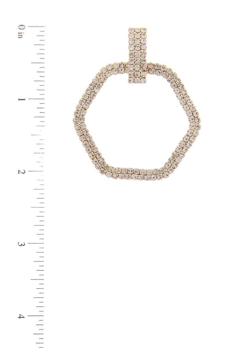 Rhinestone Hexagon Shape Drop Earring