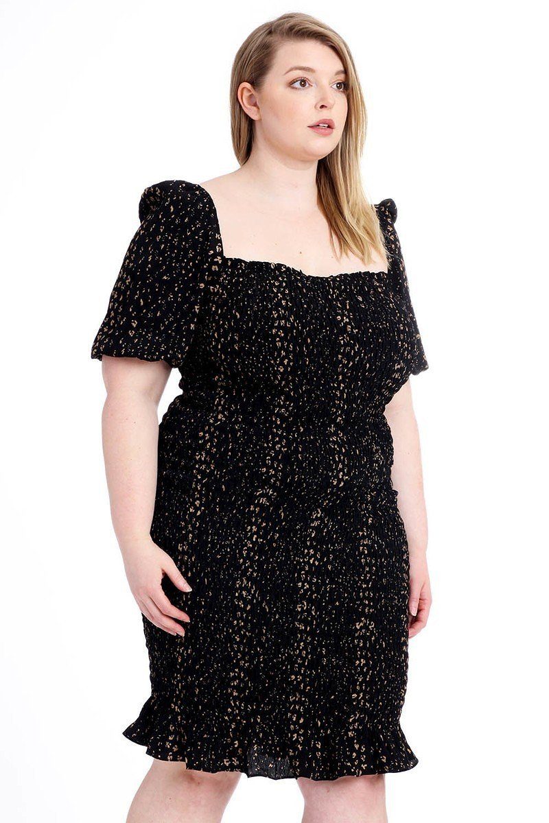 Crinkle Dot Print Dress