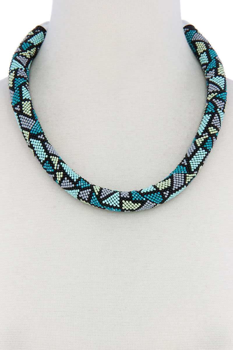 Abstract Pattern Seed Bead Necklace