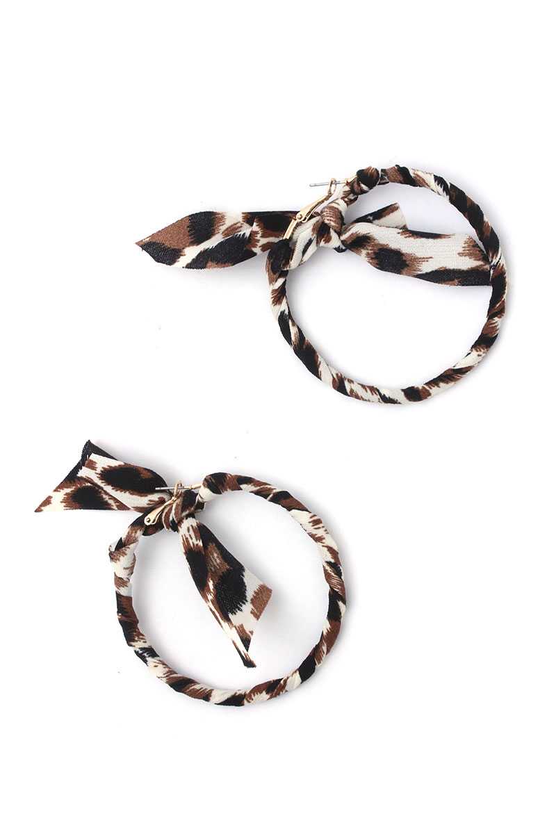 Animal Print Pattern Bow Hoop Earring