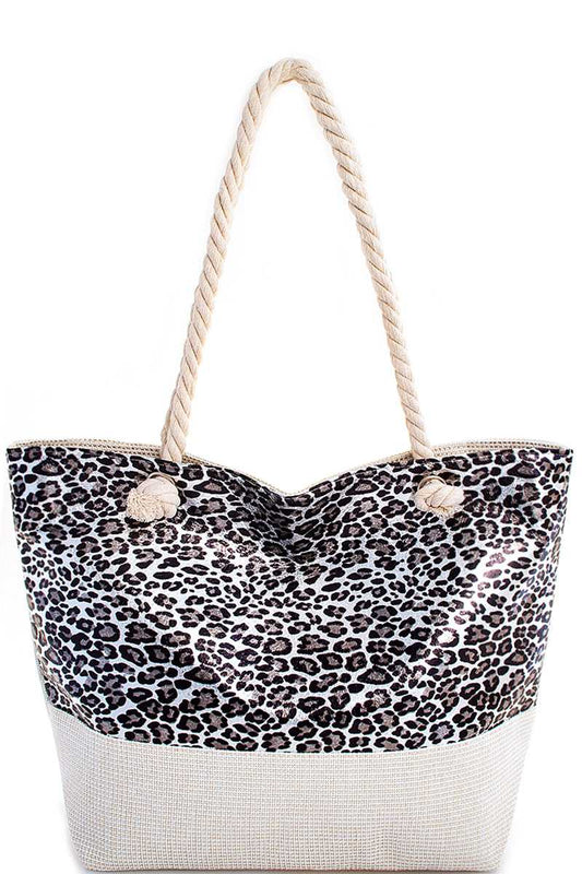 Holographic Leopard Print Tote Bag