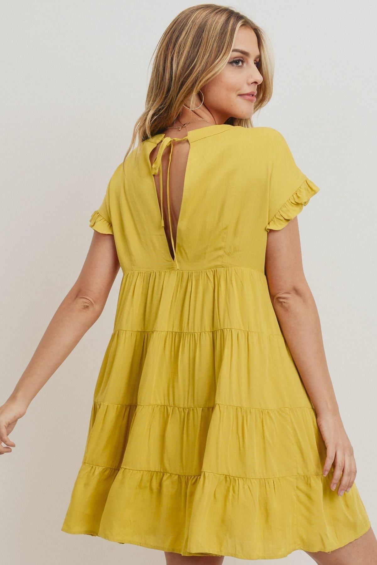 Round Neck Can Can Ruffled Dress