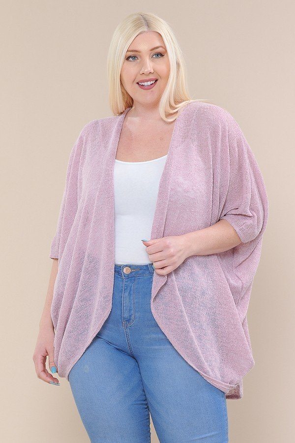 Open Front Cardigan Back V-neck Kimono Sleeves