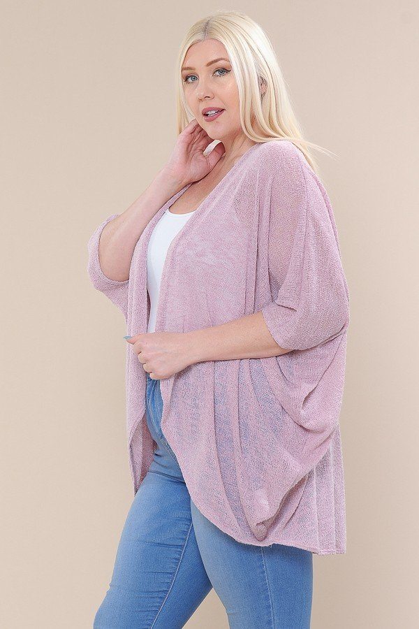 Open Front Cardigan Back V-neck Kimono Sleeves