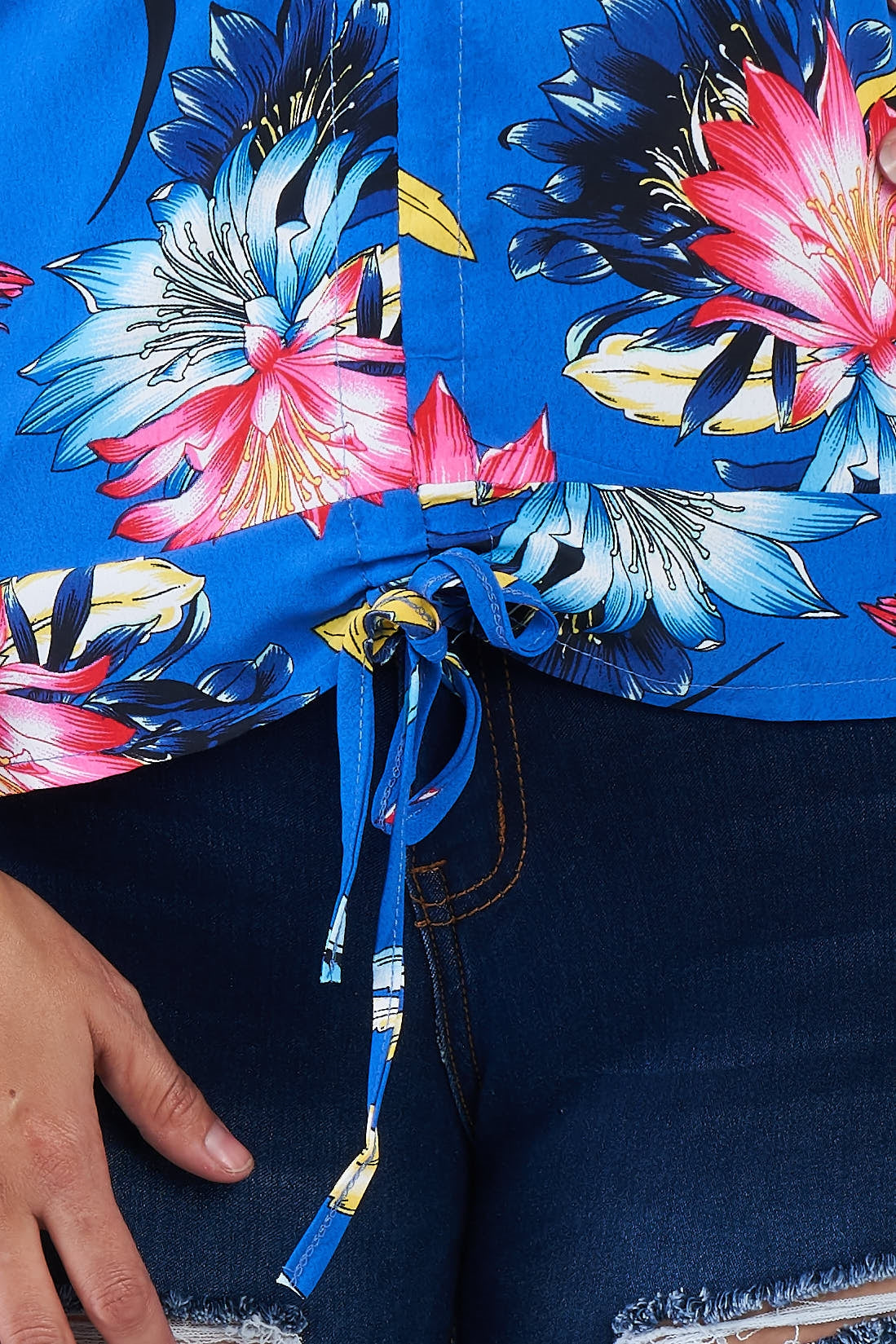 Plus Size Multi Tropical Floral Puff Sleeve Top