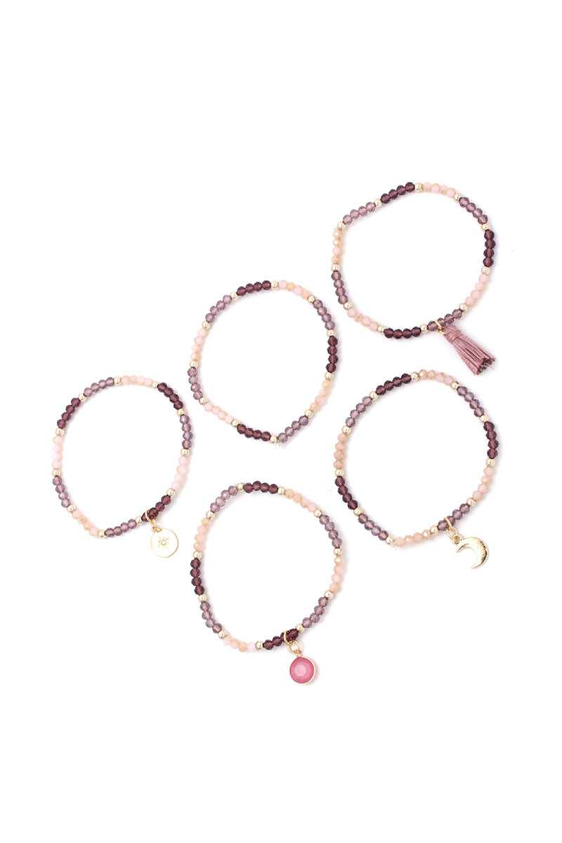 Moon Charm Tassel Stackable Bracelet