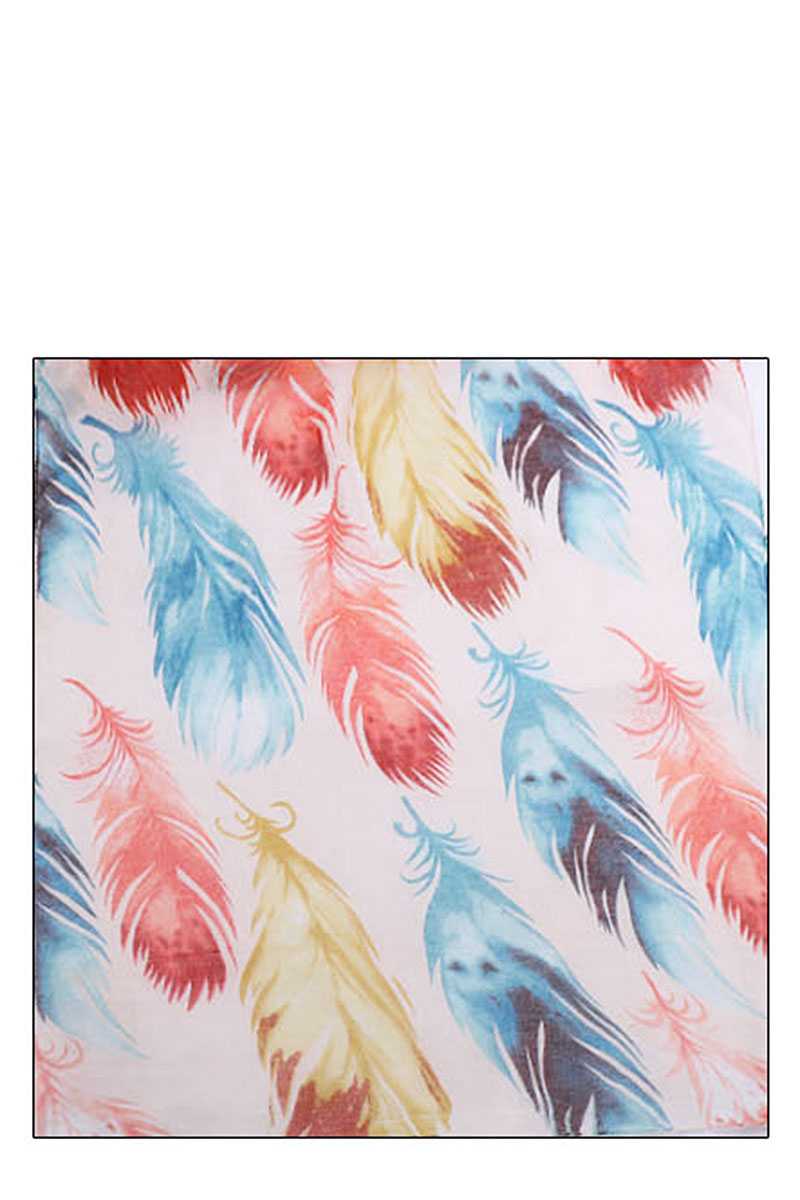 Chic Soft Multi Color Feather Print Scarf