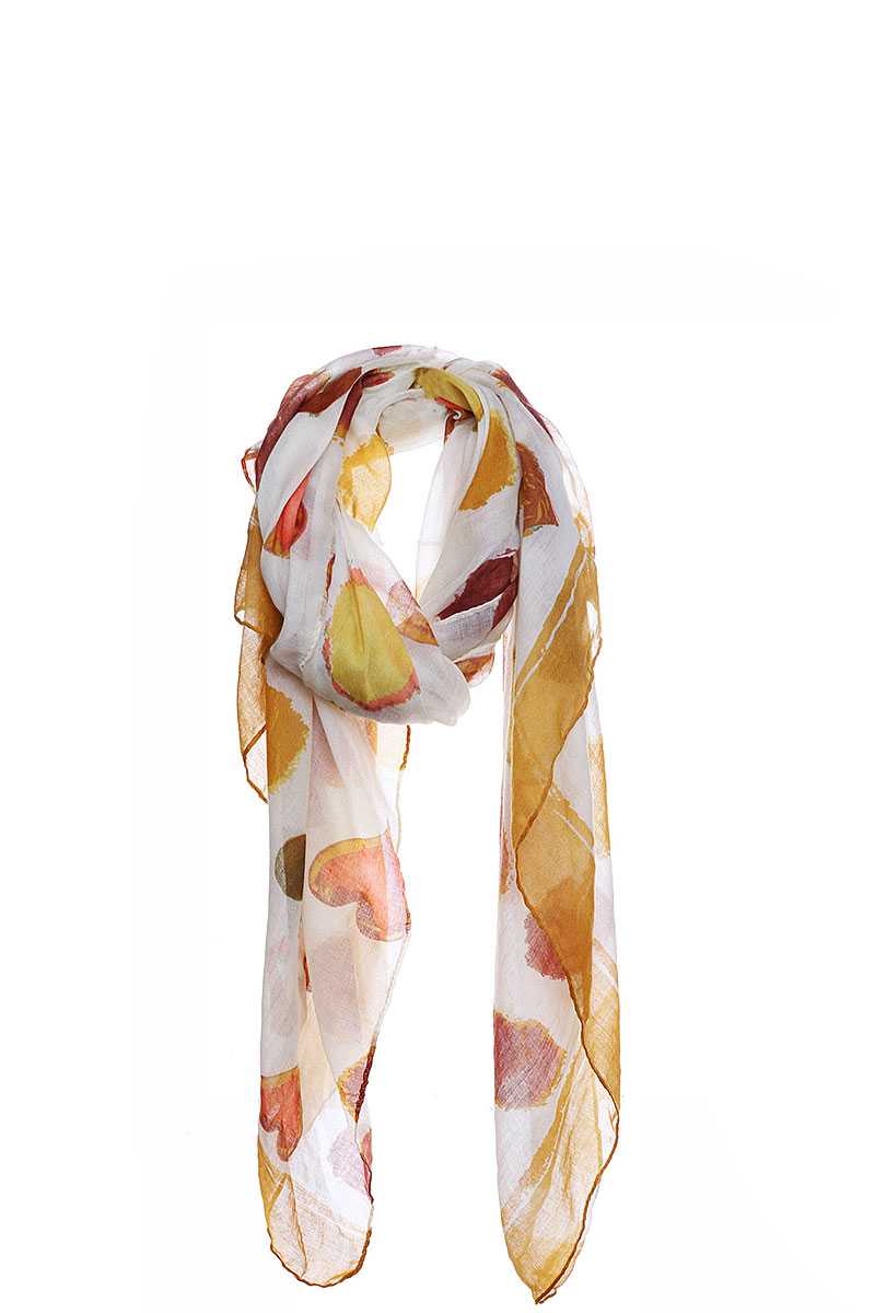 Fashion Soft Water Color Heart Print Scarf