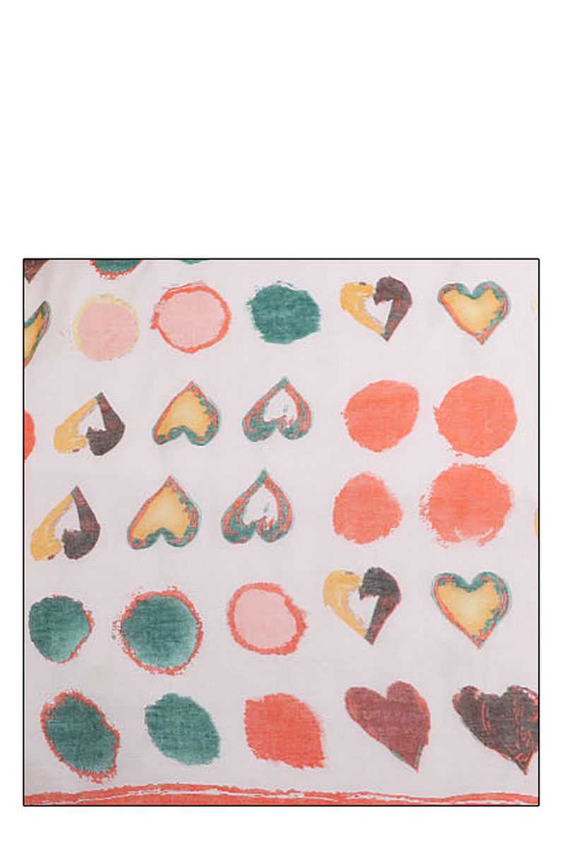 Fashion Soft Water Color Heart Print Scarf