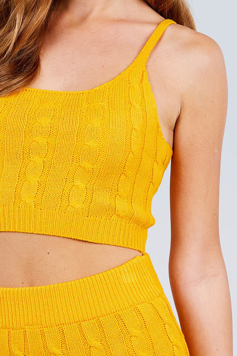Sleeveless Scoop Neck Sweater Top And Mini Skirt Set