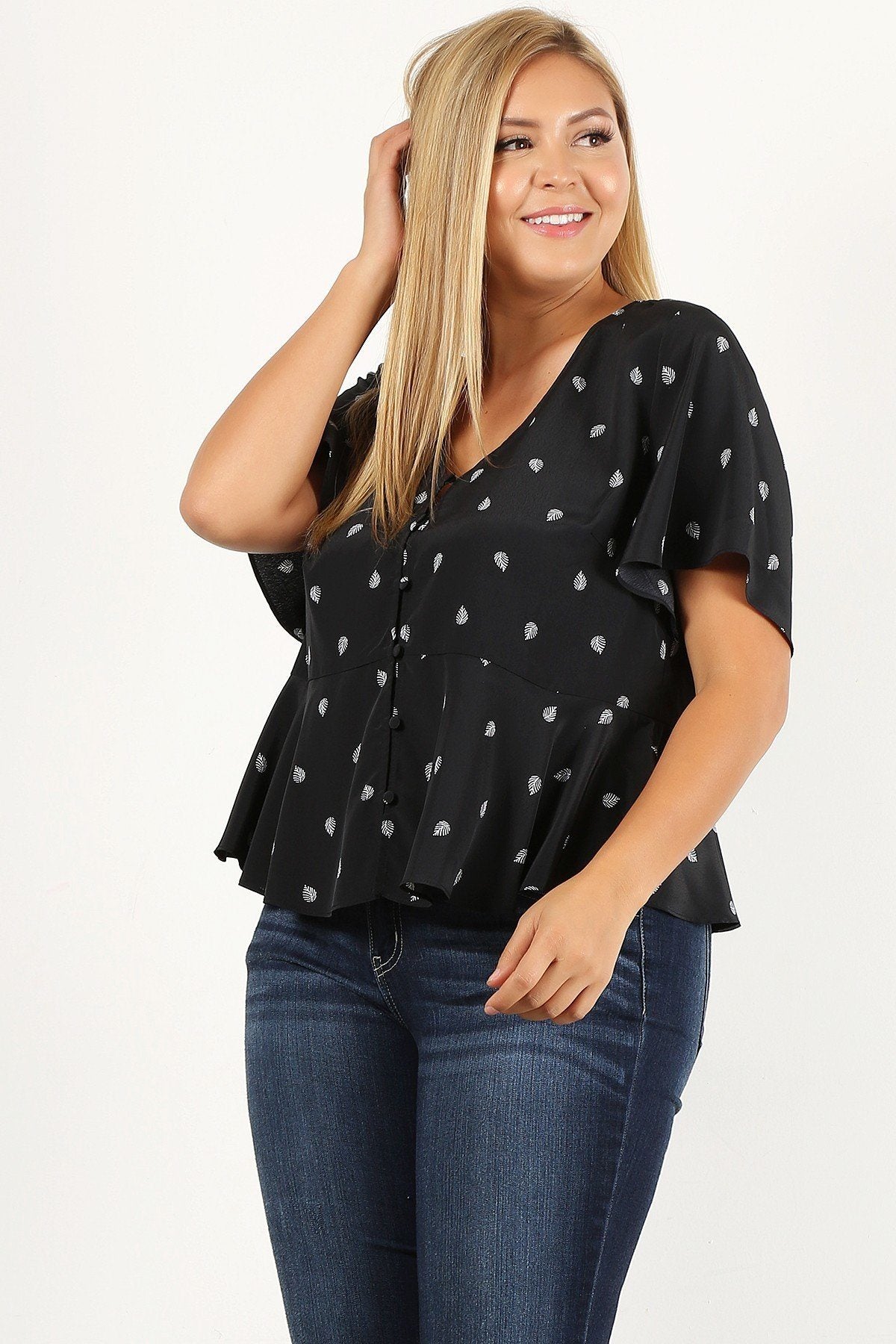 Plus Size Printed Short Sleeve Top