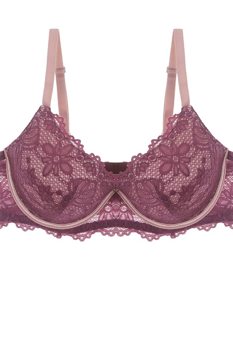 Two Tone Floral Lace Push Up Bra