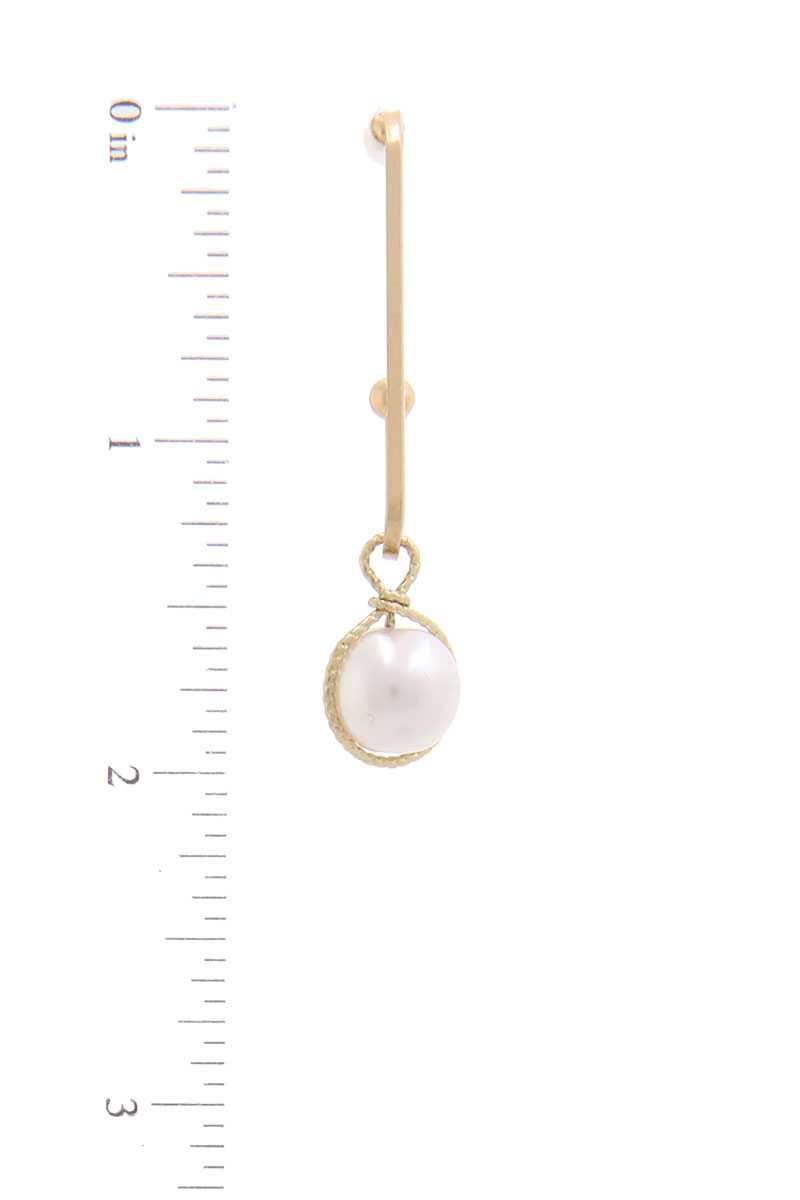 Wire Wrapped Pearl Drop Earring