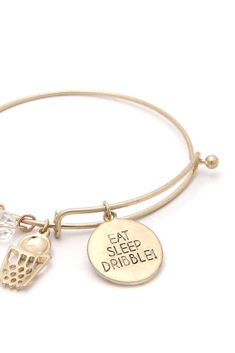 Basketball Charms Inspirational Bangle Bracelet