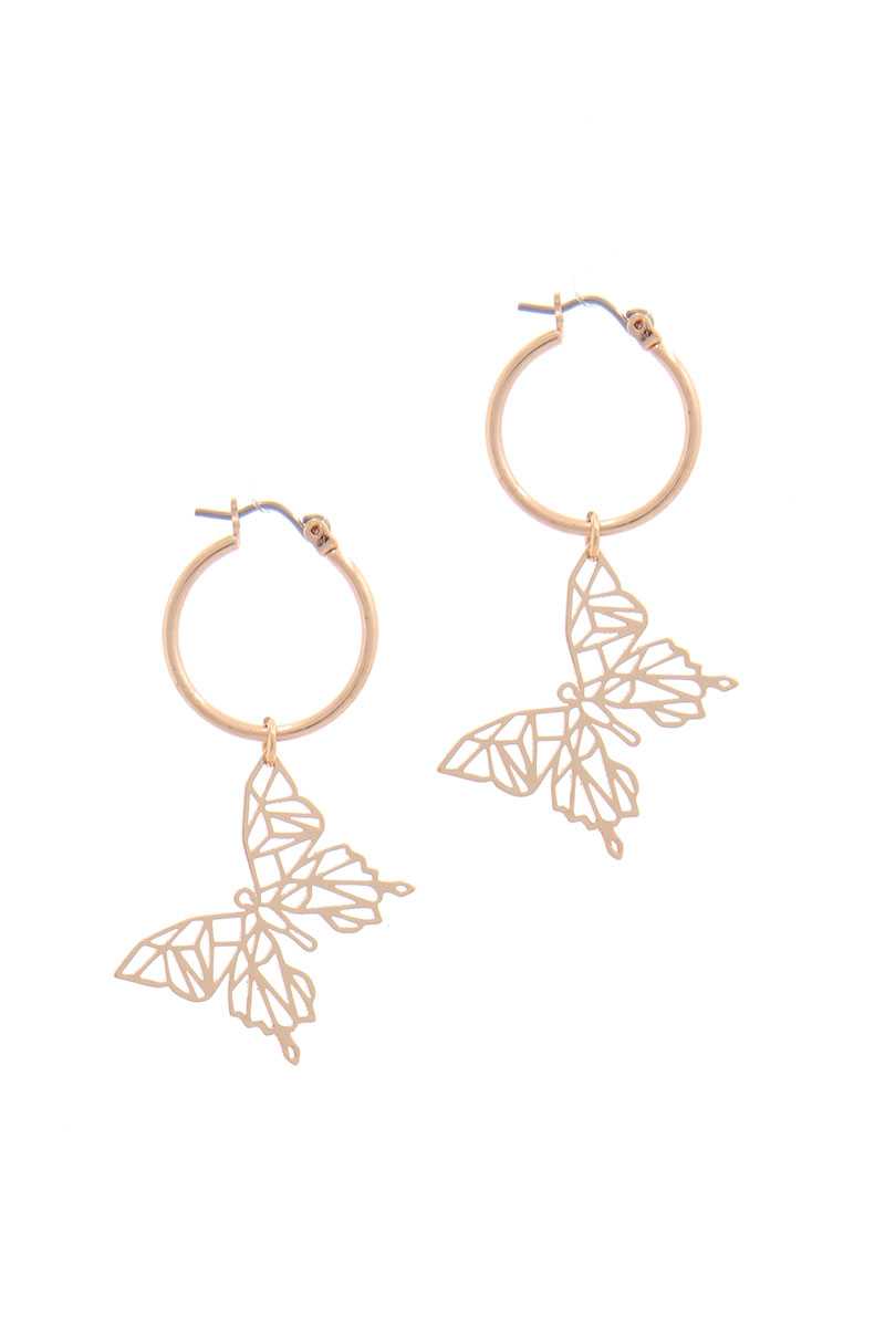 Abstract Butterfly Hoop Earring