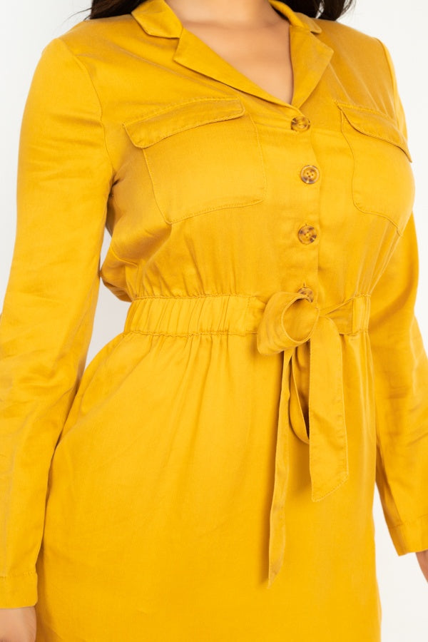 Rtn Bttn Belted Shirts Dress
