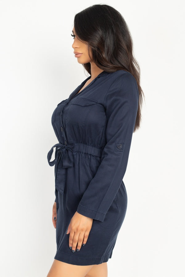 Rtn Bttn Belted Shirts Dress