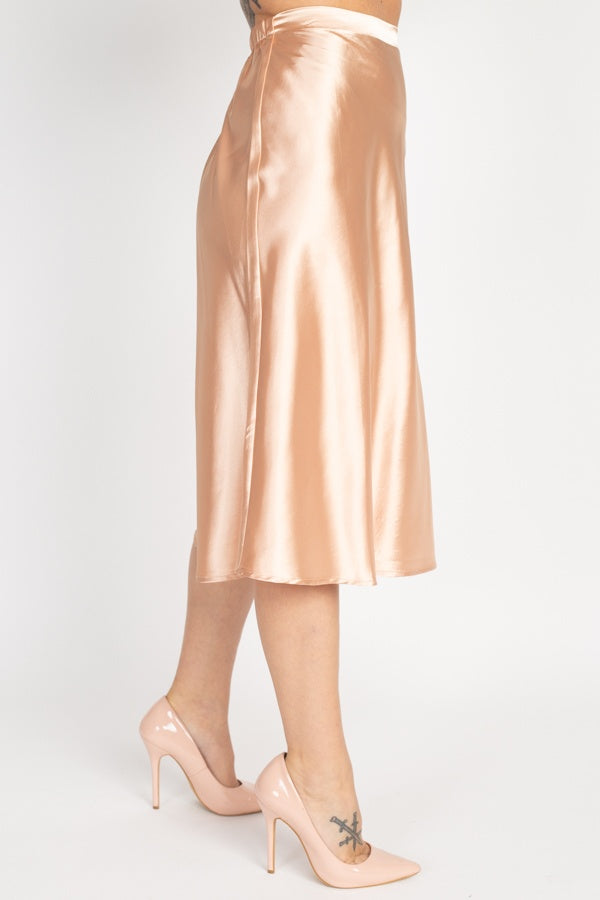 A-line Satin Midi Skirt