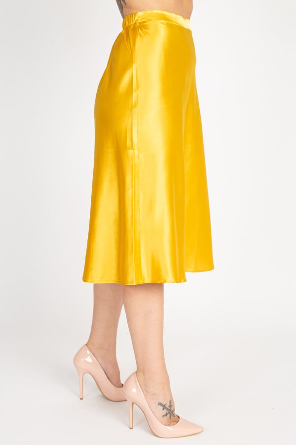 A-line Satin Midi Skirt