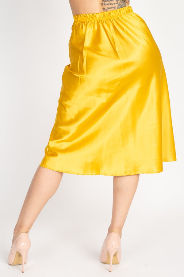 A-line Satin Midi Skirt