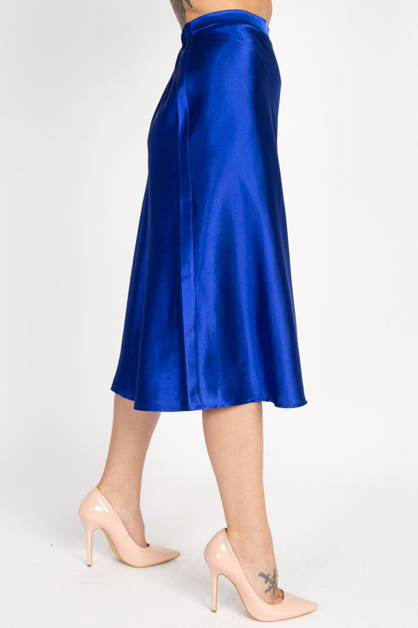 A-line Satin Midi Skirt