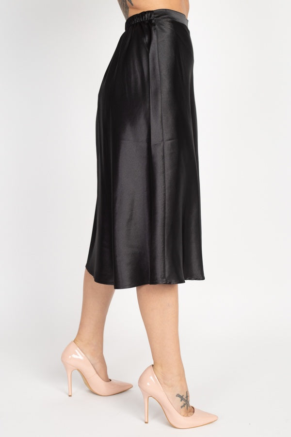 A-line Satin Midi Skirt