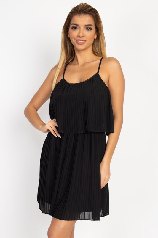 Accordion Pleated Mini Dress