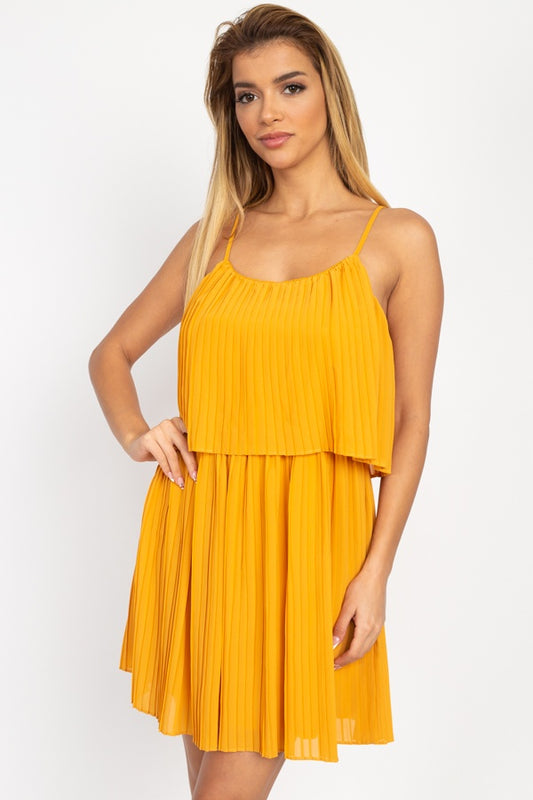 Accordion Pleated Mini Dress