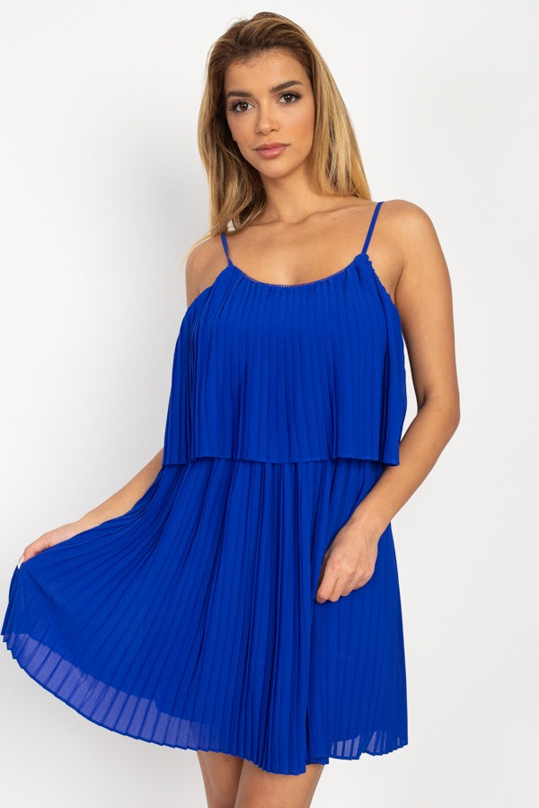 Accordion Pleated Mini Dress